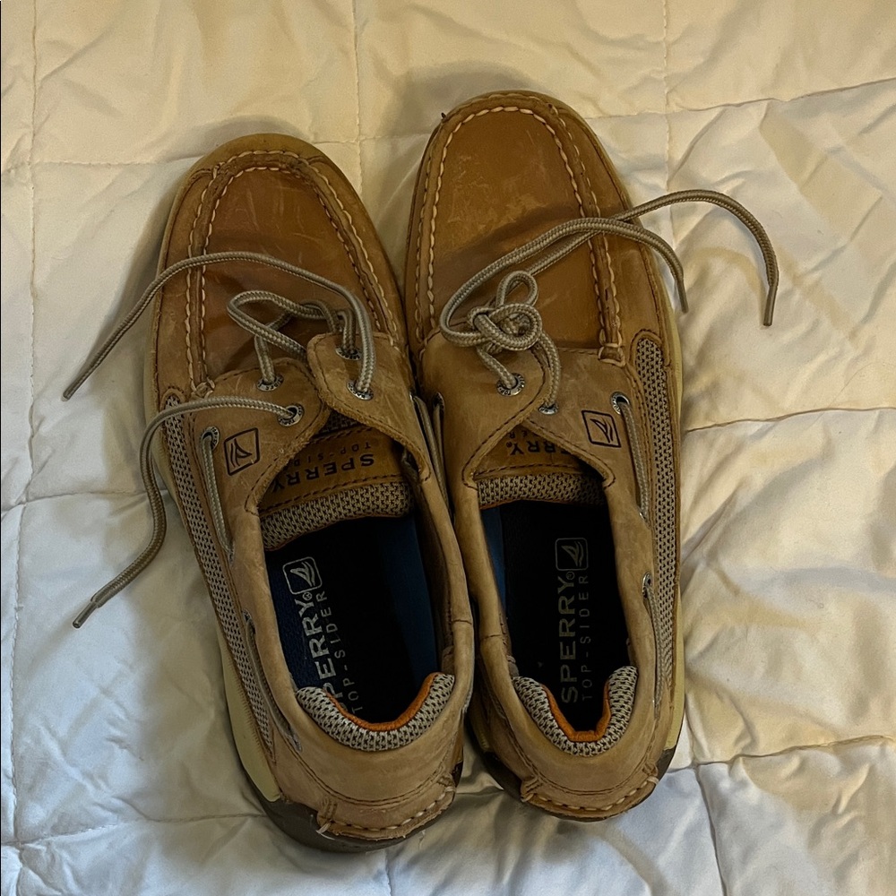 Sperry Men’s Brown Leather Moccasin-Style Boat Shoes